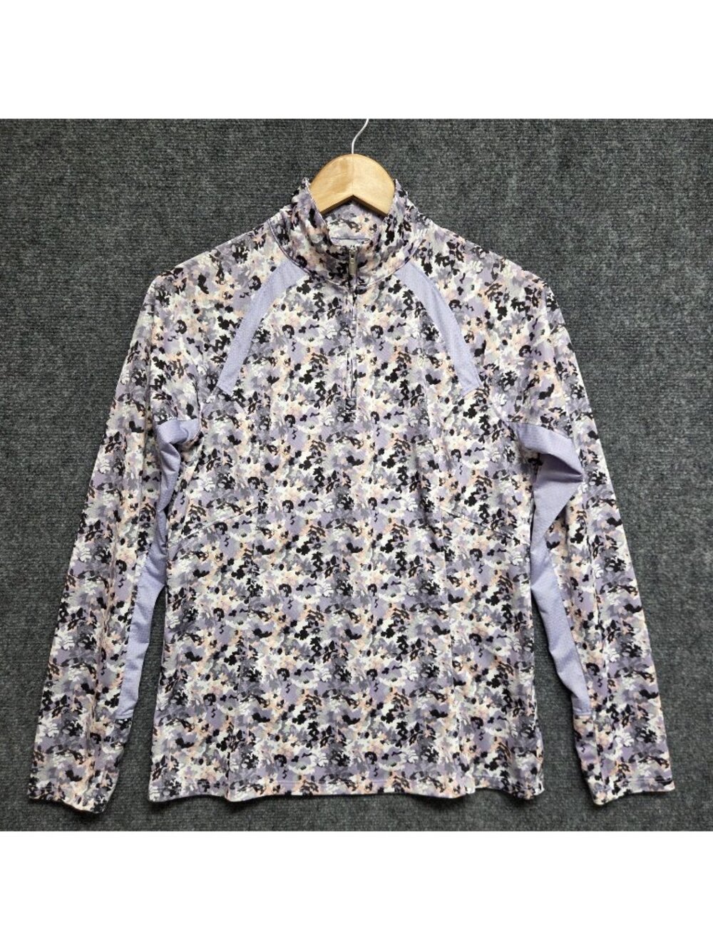 Ariat Tek Sunstopper Shirt Womens Medium 1/4 Zip Floral Pullover Mock Neck UPF